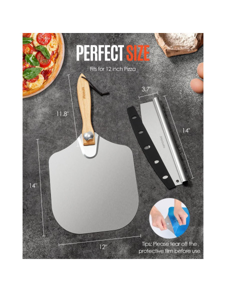 Espátula de Pizza Mooues 30 cm Aluminio con Mango Plegable