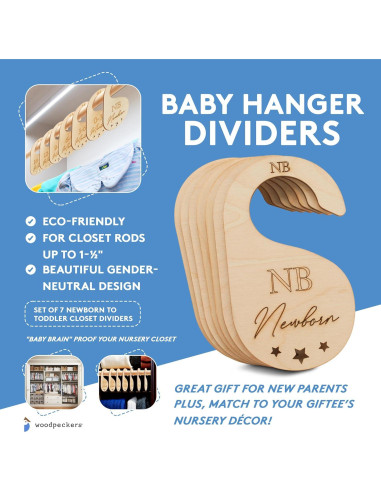 Divisores de Closet para Bebé Woodpeckers - Set de 7 Organizador