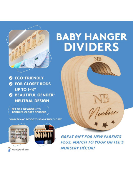 Divisores de Closet para Bebé Woodpeckers - Set de 7 Organizador