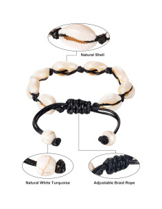 Pulsera de Tobillo Boho Meekoo 2 Piezas con Conchas Naturales 2