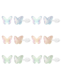 Pendientes de Plástico AoedeJ 6 Pares Hipoalergénicos Mariposa