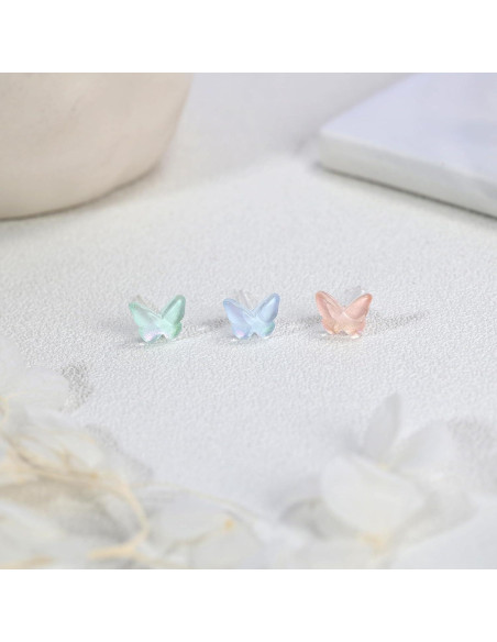 Pendientes de Plástico AoedeJ 6 Pares Hipoalergénicos Mariposa