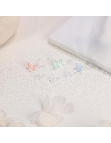 Pendientes de Plástico AoedeJ 6 Pares Hipoalergénicos Mariposa