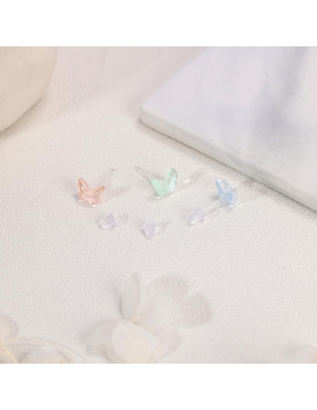 Pendientes de Plástico AoedeJ 6 Pares Hipoalergénicos Mariposa