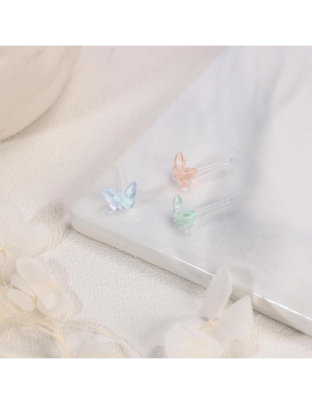 Pendientes de Plástico AoedeJ 6 Pares Hipoalergénicos Mariposa