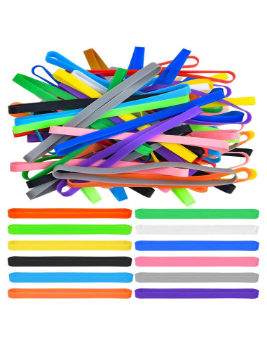 Bandas de Goma de Silicona Coopay 48 Piezas Multicolor 14 cm
