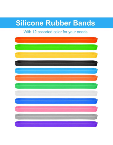 Bandas de Goma de Silicona Coopay 48 Piezas Multicolor 14 cm