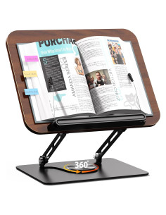 Soporte de Libro Abiglifty Ajustable 360 Madera Oscura