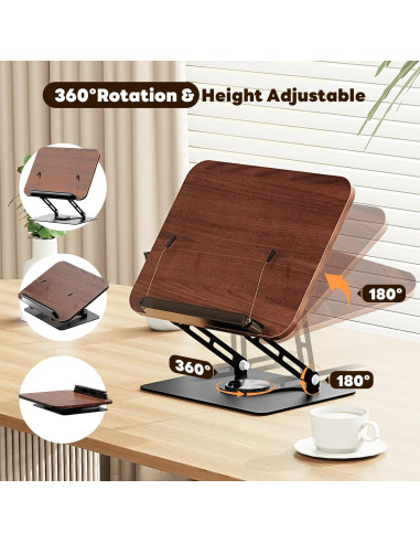 Soporte de Libro Abiglifty Ajustable 360 Madera Oscura