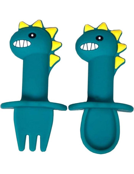 Plato de Succión de Silicona Dinosaurio + Cuchara y Tenedor Plato de Succión de Silicona Dinosaurio + Cuchara y Tenedor
