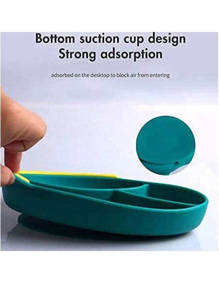 Plato de Succión de Silicona Dinosaurio + Cuchara y Tenedor Plato de Succión de Silicona Dinosaurio + Cuchara y Tenedor