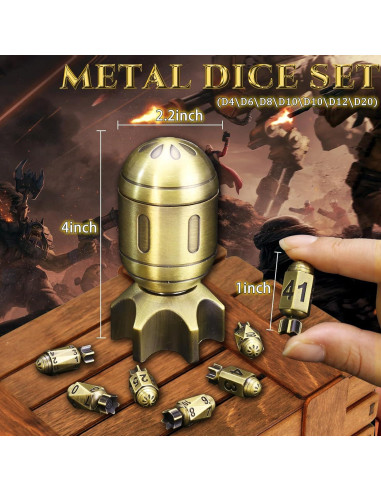 Conjunto de Dados Metálicos ZHOORQI DND 7 Piezas Bronce