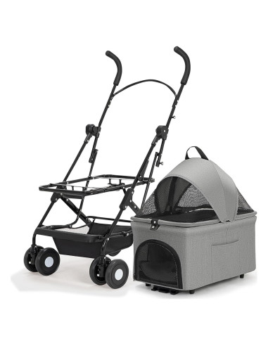 Carrito para Mascotas K ERATISNIK 3 en 1 Plegable Gris