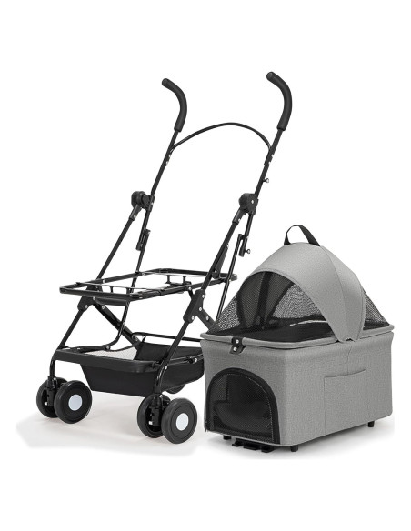 Carrito para Mascotas K ERATISNIK 3 en 1 Plegable Gris