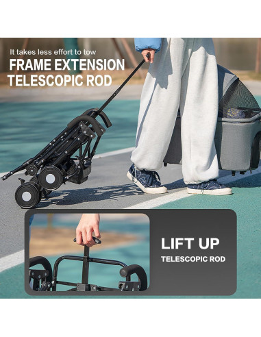 Carrito para Mascotas K ERATISNIK 3 en 1 Plegable Gris