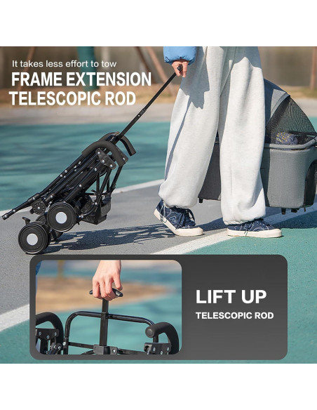 Carrito para Mascotas K ERATISNIK 3 en 1 Plegable Gris