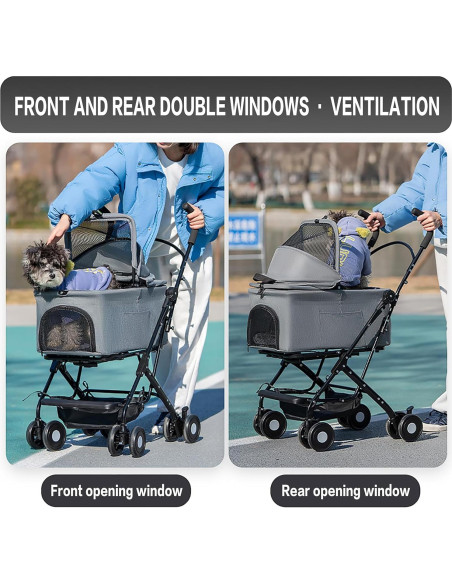 Carrito para Mascotas K ERATISNIK 3 en 1 Plegable Gris
