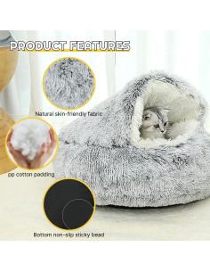 Cama Autocalentable para Gatos SUOXU 50 cm Gris Suave 2