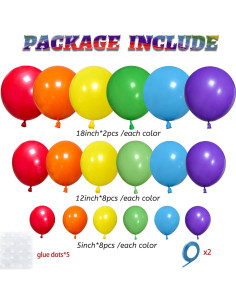 Kit de Arco de Globos Arcoíris KAWKALSH 111 Piezas 5-18 cm 2