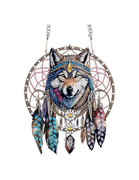 Colgante de Pintura de Diamante JISHSHAY Lobo 16x16cm