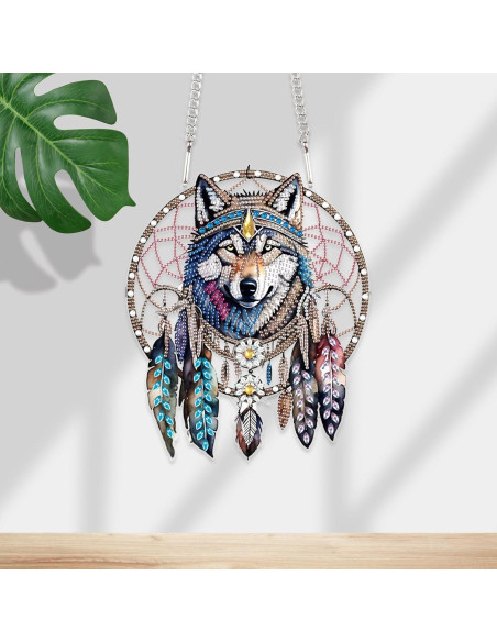 Colgante de Pintura de Diamante JISHSHAY Lobo 16x16cm