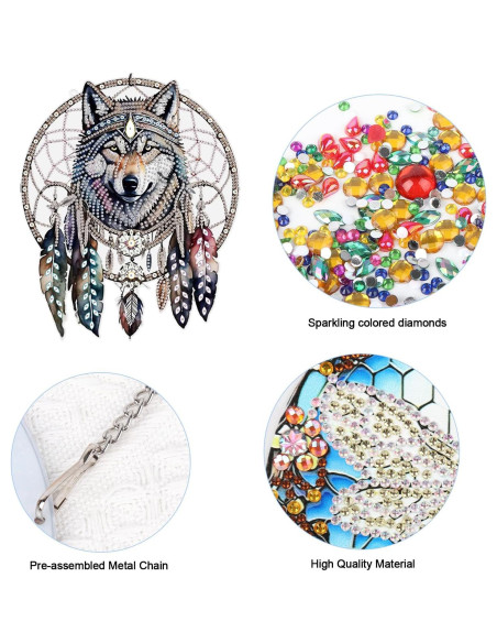 Colgante de Pintura de Diamante JISHSHAY Lobo 16x16cm