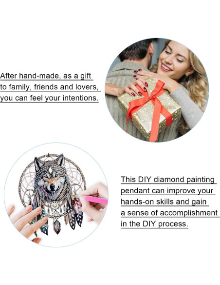Colgante de Pintura de Diamante JISHSHAY Lobo 16x16cm