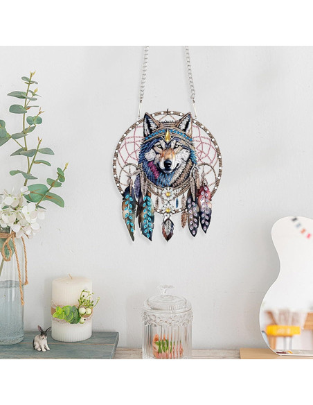 Colgante de Pintura de Diamante JISHSHAY Lobo 16x16cm