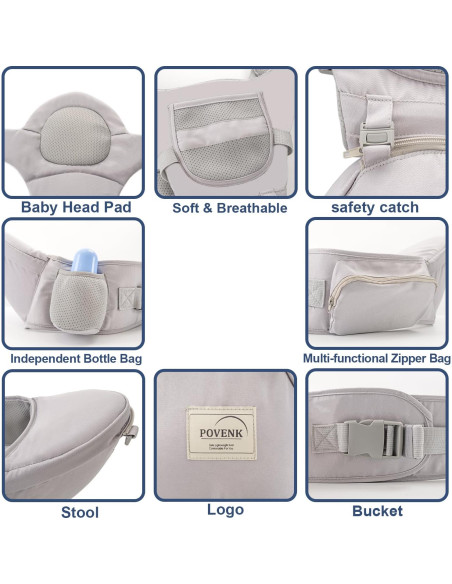 Portabebés 6 en 1 POVENK ajustable para recién nacidos y niños