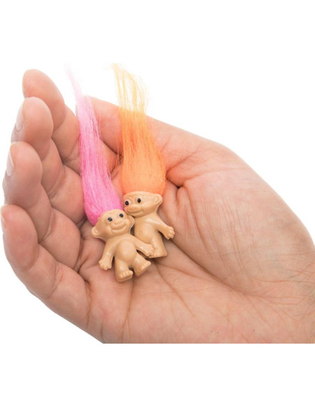 10 Muñecos Troll Miniatura Sparkle Pins - Decoración Colorida 1.98 cm