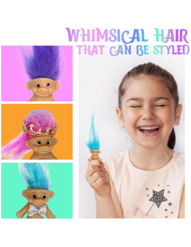 10 Muñecos Troll Miniatura Sparkle Pins - Decoración Colorida 1.98 cm