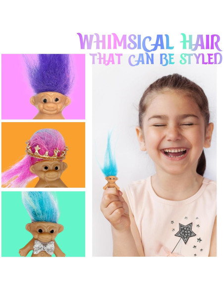 10 Muñecos Troll Miniatura Sparkle Pins - Decoración Colorida 1.98 cm