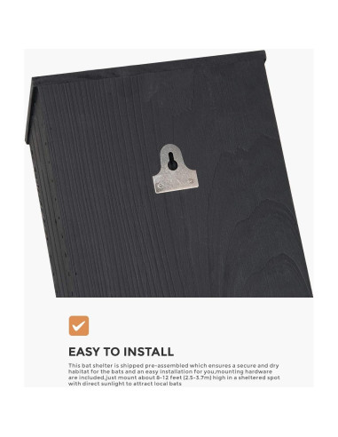 Casa Refugio para Murciélagos INCLY Madera Cedro Negra 2 Cámaras