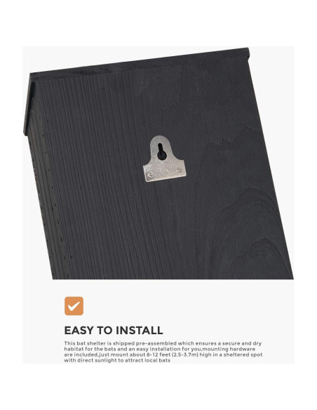 Casa Refugio para Murciélagos INCLY Madera Cedro Negra 2 Cámaras