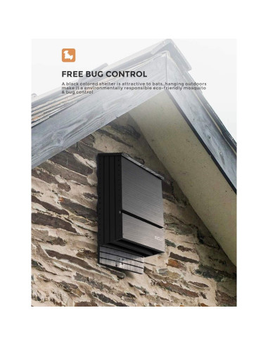 Casa Refugio para Murciélagos INCLY Madera Cedro Negra 2 Cámaras