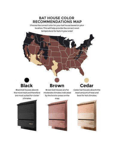 Casa Refugio para Murciélagos INCLY Madera Cedro Negra 2 Cámaras