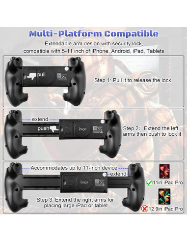 Controlador Inalámbrico Megadream para iPad y Android - Negro