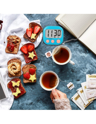 Paquete de 2 Temporizadores Digitales de Cocina AOUCE Azul