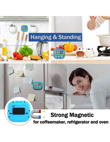 Paquete de 2 Temporizadores Digitales de Cocina AOUCE Azul