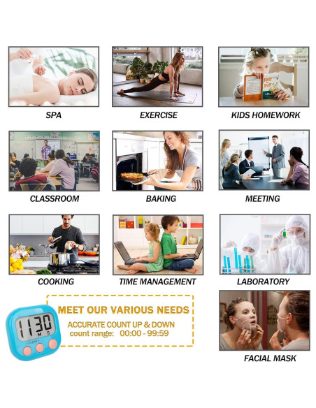 Paquete de 2 Temporizadores Digitales de Cocina AOUCE Azul