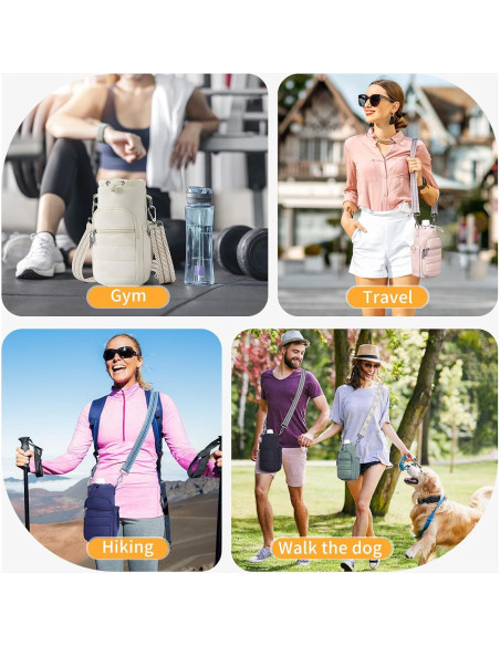 Bolsa Cruzada para Botella de Agua Lexiyat 40 oz Aislada Beige