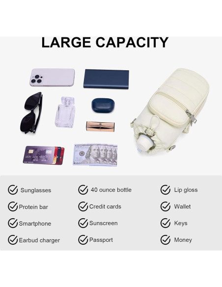 Bolsa Cruzada para Botella de Agua Lexiyat 40 oz Aislada Beige