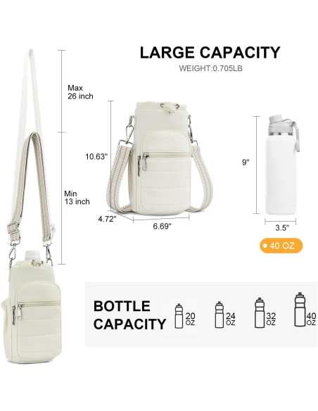 Bolsa Cruzada para Botella de Agua Lexiyat 40 oz Aislada Beige