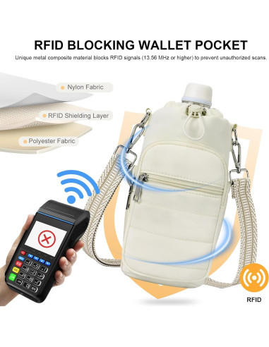 Bolsa Cruzada para Botella de Agua Lexiyat 40 oz Aislada Beige