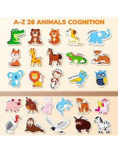 Imanes de Madera JoyCat para Niños - 26 Animales A-Z 2
