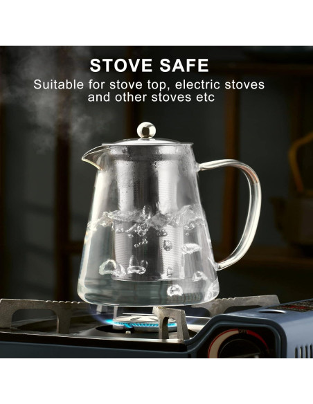 Tetera de vidrio PARACITY 550ML con infusor de acero inoxidable