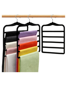 Perchas de Pantalones SHUKEEKA 3 Piezas Terciopelo Antideslizante