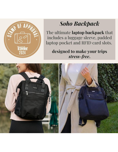 Mochila Baggallini Soho para Laptop Resistente al Agua - Negro