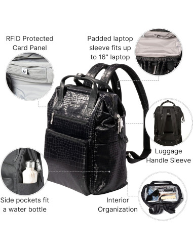 Mochila Baggallini Soho para Laptop Resistente al Agua - Negro