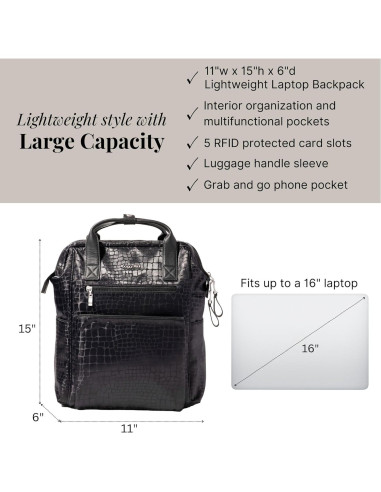Mochila Baggallini Soho para Laptop Resistente al Agua - Negro